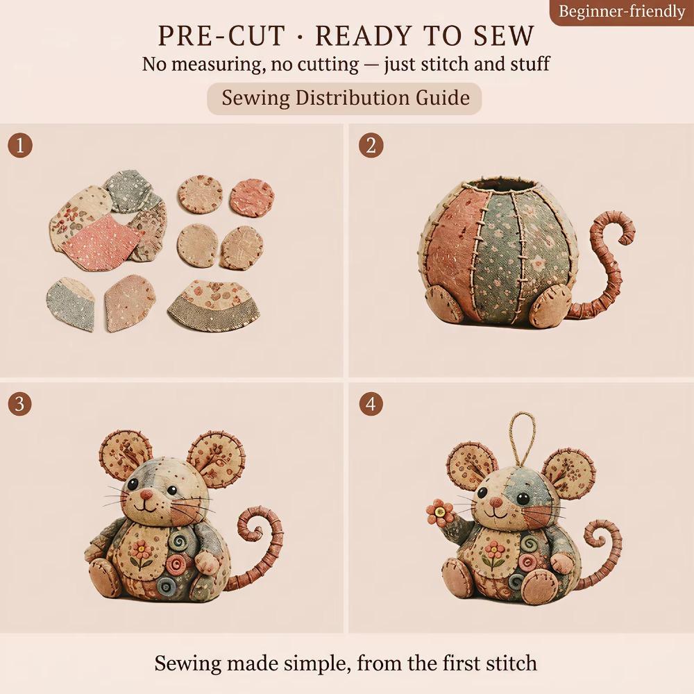 Beginner-friendly Handmade Patchwork Mouse Kit Patchwork Mouse Pendant  Craft Activities