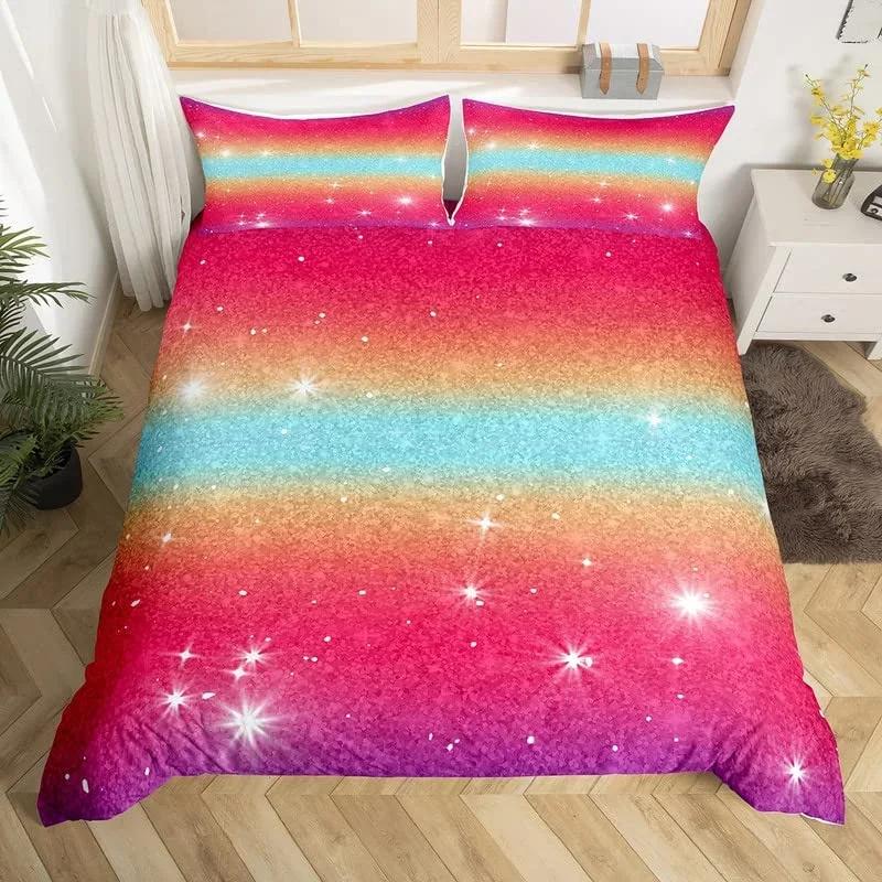 Rainbow Gradient Duvet Cover Set Queen Size Rainbow for Kids Girls Cute Style Bedding Set Polyester Single King Twin Quilt Cover