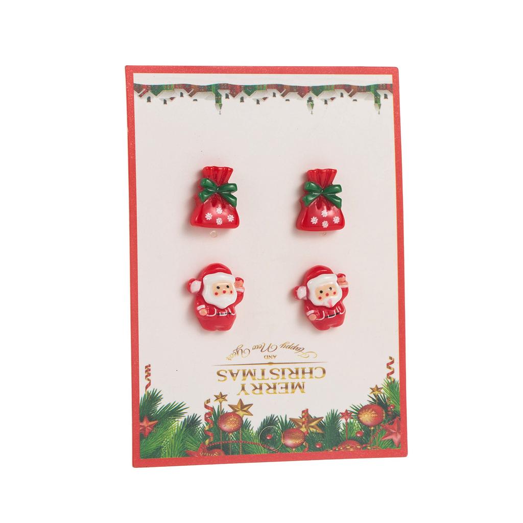 Vánoční slitinová pryskyřičná náušnicová sada Módní lehký luxus Vánoční strom Sněhulák Sob Boty Medvědí náušnice