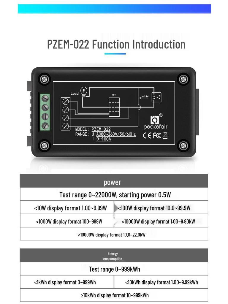 Peacefair AC Digital Power Tester: Multifunction Voltage, Current, Power, Frequency, and Energy Meter.