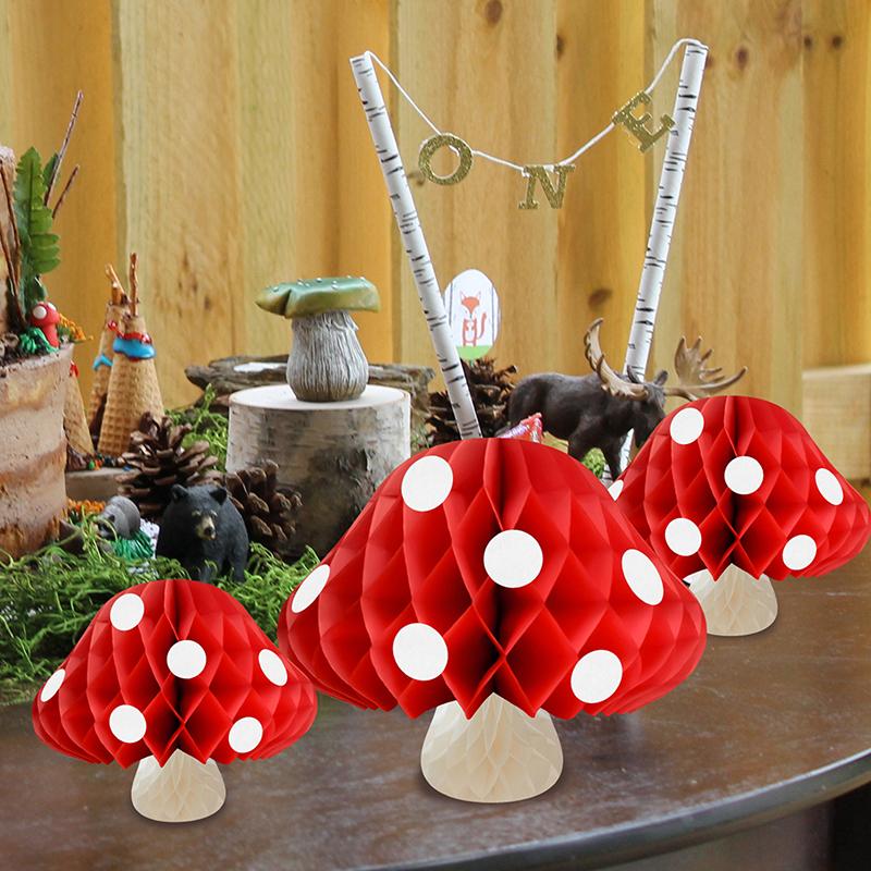 Mushroom Honeycomb Ball Wedding Party Scene Decoration Ornament Paper Flower Ball Happy Birthday Party Decor Kids Adults