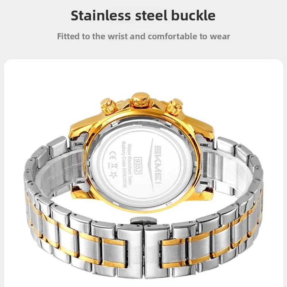 Luxury Golden Watch for Men Fashion Waterproof Male Wristwatch Moon Phase Quartz Men's Watches Relogio Masculino