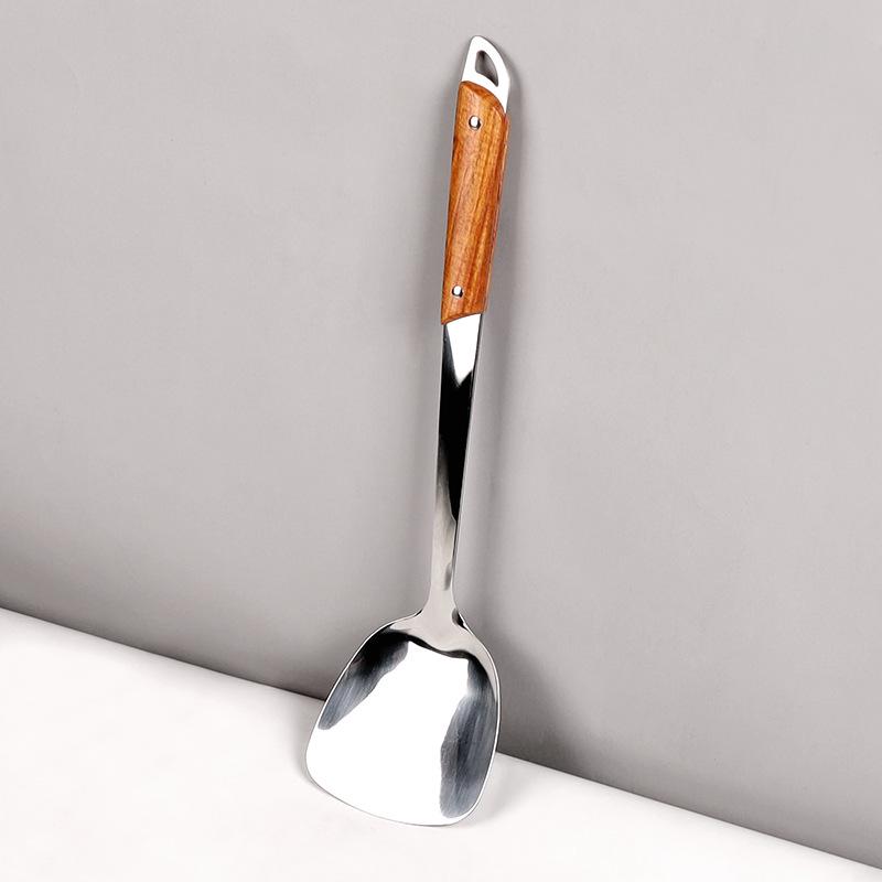 Stainless Steel & Wood Spatula and Ladle Kitchen Set