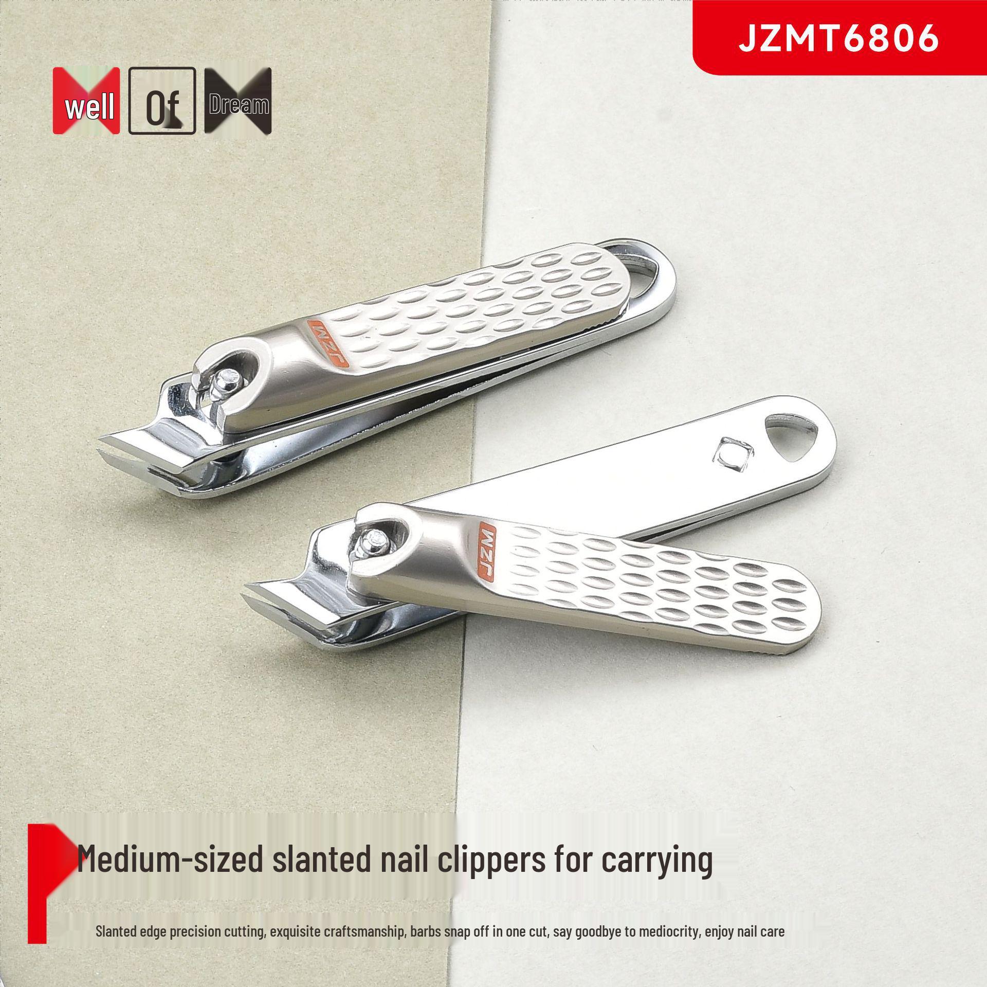 Jingzhi Meng Angled Medium Nail Clippers - Portable Manicure Nail Scissors for Home Use N/A