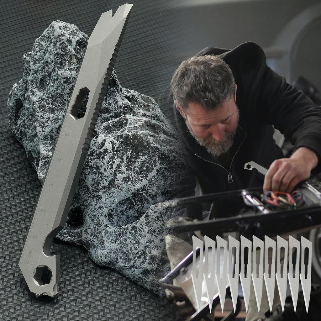 Titanium Pry Bar 10 in 1 Mini Pry Bar EDC Pocket Tool Titanium Screwdriver Keychain Gifts for Dad Husband Him