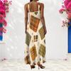 Women Plus Size Scoop Neck Strappy Sleeveless Geometric Printed A Line Long Dress