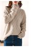 Women's High-Neck Ribbed Knit Sweater - Warm, Thick, Loose Fit for Autumn/Winter 2024, Korean Style