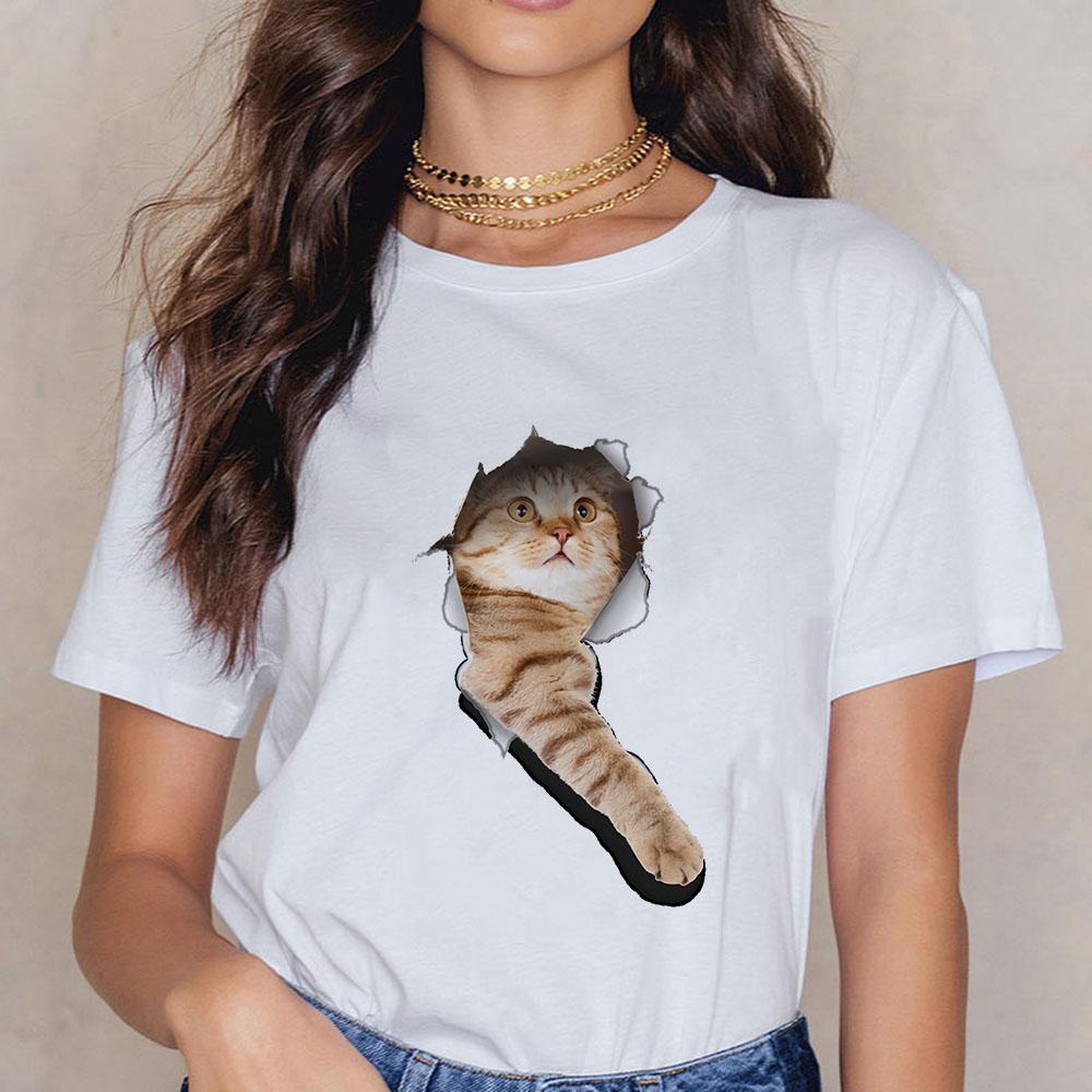 Black Cats Shirt Women with Cat Tshirt Kitten Pretty Little Thing Cute Oversized Funny Female Trendy Short Sleeve Summer Top