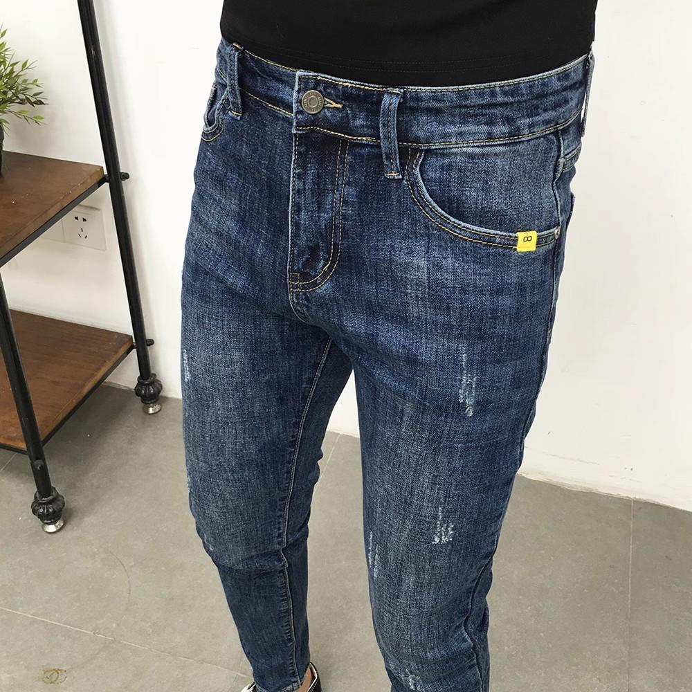 2023 Slim Fit Nine-Point Korean Style Jeans for Men: Trendy Stretch Pencil Pants