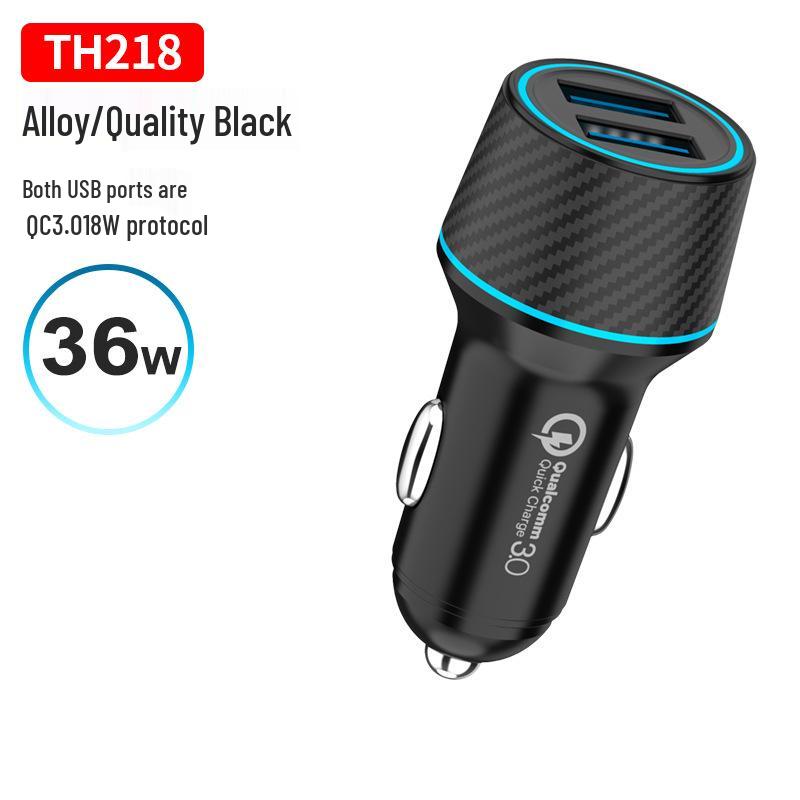 

Dual Fast Charge 66W Car Charger - Compatible with Apple & Samsung 36W (QC18W + QC18W) чёрный