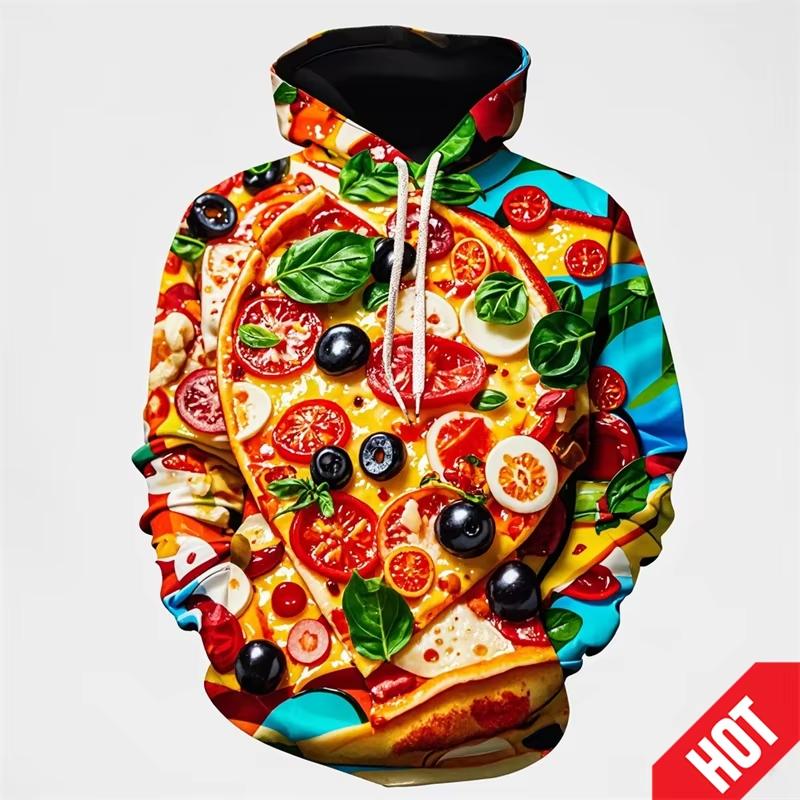 Men's Clothing 3D Printed Funny Food Pizza Hoodie Men's Streetwear Men's Oversized Hoodie Pullover Men's Autumn Hoodie