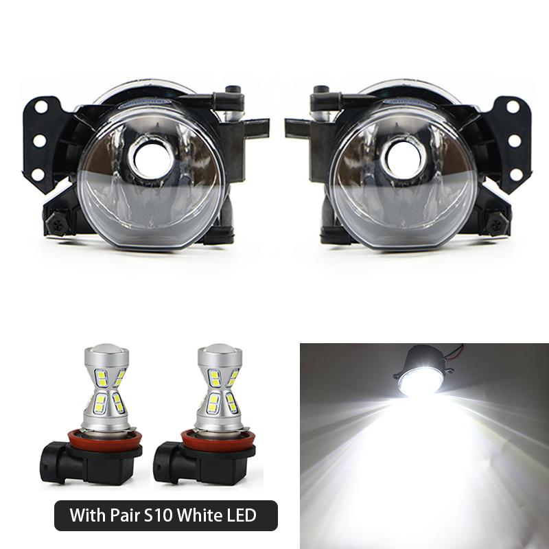 Front Fog Lights Lamp Housing Lens Clear Auto Foglight With Bulbs For BMW 3 5 6 Series E60 E61 E90 E91 323i 325i 525i