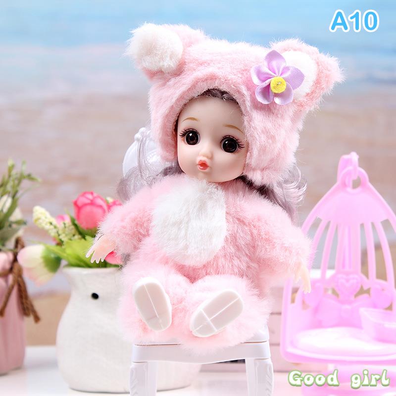 New 16 Cm Bjd Mini Doll Movable Joint Girl Baby 3D Big Eyes Beautiful Diy Toy Doll With Clothes Dress Up 1/8 Fashion Doll