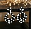Black & White Polka Dot Square Acrylic Earrings - Stylish, Unique Studs for Women