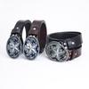 Pentagram Leather Men's Cowhide Belt Retro Smooth Buckle Wide Belt Decorative Belt