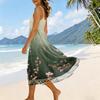 Sleeveless Spaghetti Strap Maxi Dress with Gradient Print Lightweight Flowy Fabric Casual Loose Fit Summer Sundress