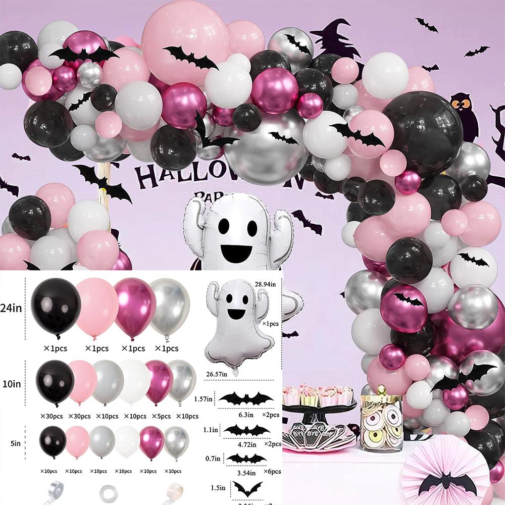 Halloween ballonnen krans boog set met zwarte en oranje kleurrijke confetti oogbol ballonnen geschikt voor Halloween huisdecoratie