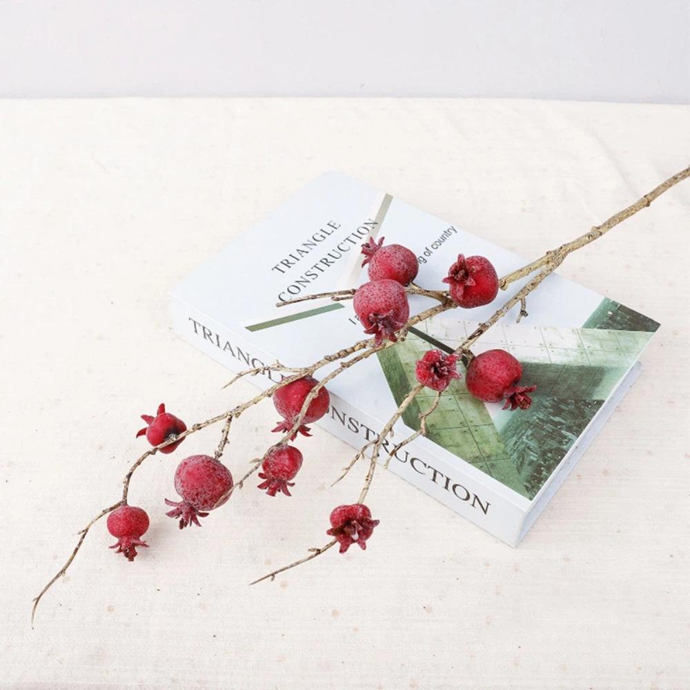 Faux Artificial Pomegranate Branches Plastic Realistic Simulation Pomegranate Fruit Handmade Bonsai Fake Flowers Fake Plants