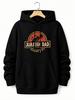 unisex Hoodie, Fathers Day, Jurassic Dad Skeleton Print, Pullover Hoodie, Casual Vintage Style, Autumn Winter Daily Wear, Front Pocket Drawstring