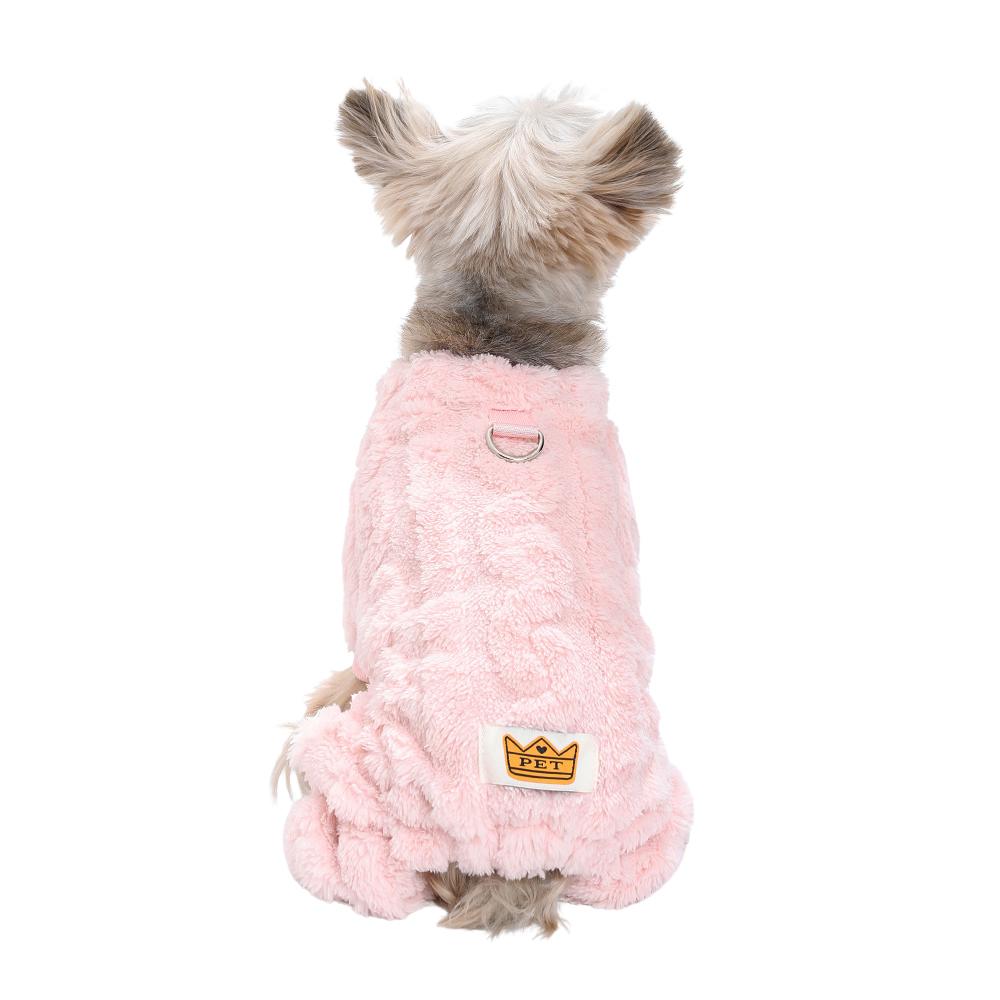 

Теплые мягкие комбинезоны для собак средних и маленьких собак, кошек, осень-зима с D-образным кольцом, свитер для щенков, одежда для чихуахуа, йоркширский терьер, пальто, костюм XS розовый