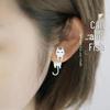 S925 Sterling Silver Asymmetrical Cat and Fish Stud Earrings, Korean Cute Fashion for Women