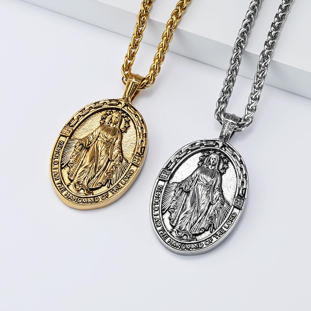 Popular Jewelry Titanium Steel Necklace Male Personality Hip Hop Street Hipster Literary Retro Pendant