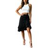 Women's Asymmetric Hem Midi Skirt Elastic Waistband Casual Solid Color Ruffle Layered Design Lightweight Fabric Summer Skirt