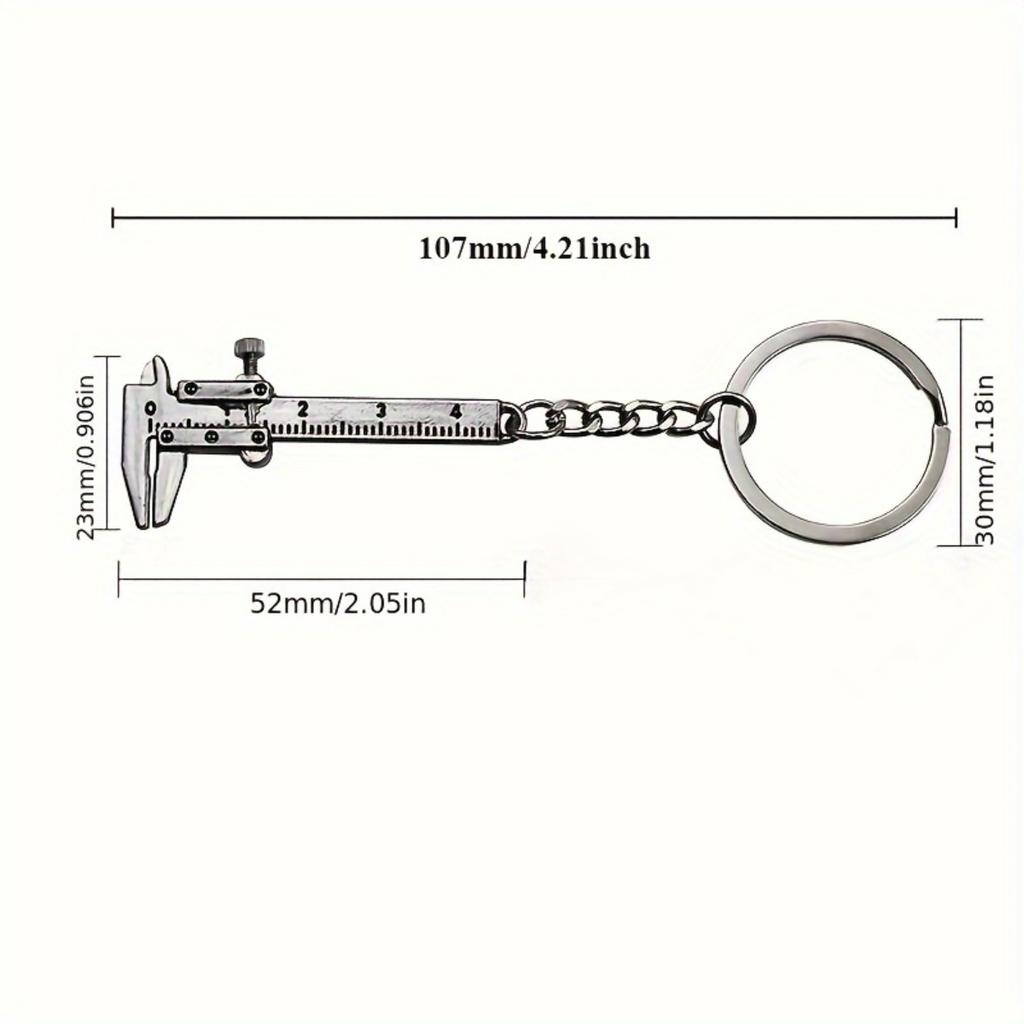 5-Pack Mini Vernier Calipers Keychains 0-40mm Metal Portable Measuring Tools for Car Turbo Keys