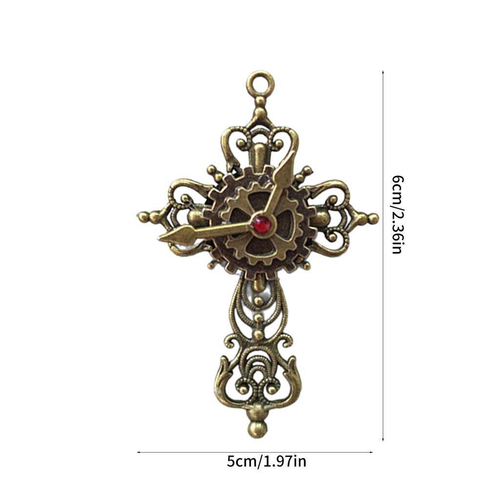 Unisex Steampunk Brooch Lapel Pin Cross Clock Badge Cosplay Alloy Lapel Pins Metal Pins Collar Brooch