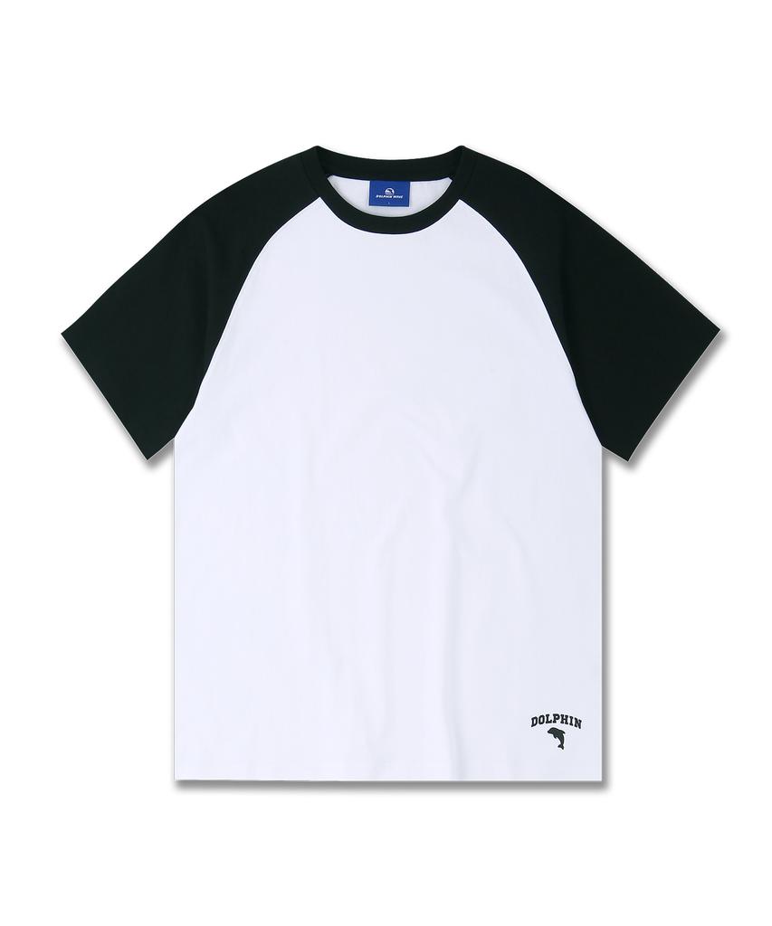 DOLPHIN WAVE APPAREL Dolphin Silicone Print Raglan Short Sleeve T-Shirt Black