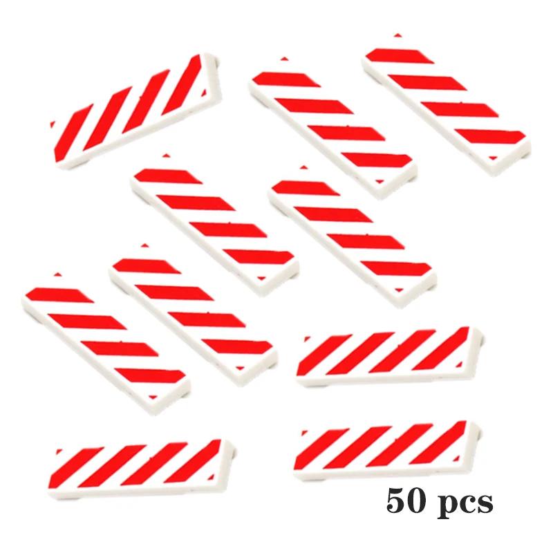 Non-Toxic 50Pcs Moc Tile Smooth Printed 1X4 Size 1*4 Assemble Particles 2431 Wood Grain Pattern Traffic Warning Bricks Diy Toy For Kids