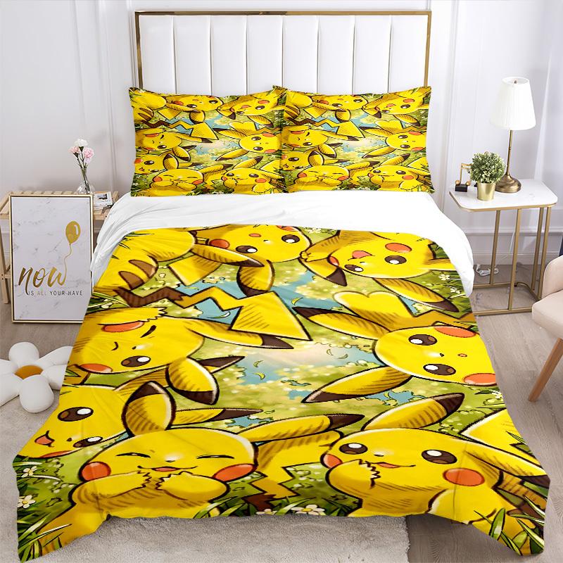 3pcs Pikachu Duvet Cover Set, Includes 1 Duvet Cover and 1/2 Pillowcases (No Insert) Yy251104227