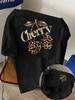 Cherry Leopard Print Cherry Print Tshirt Short Sleeve Crew Neck Casual Top for Summer Spring
