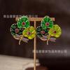 Dragonfly Lotus Leaf Earrings With Enamel Pearl Inlay Elegant Vintage Jewelry By Weight Versatile Fashionable