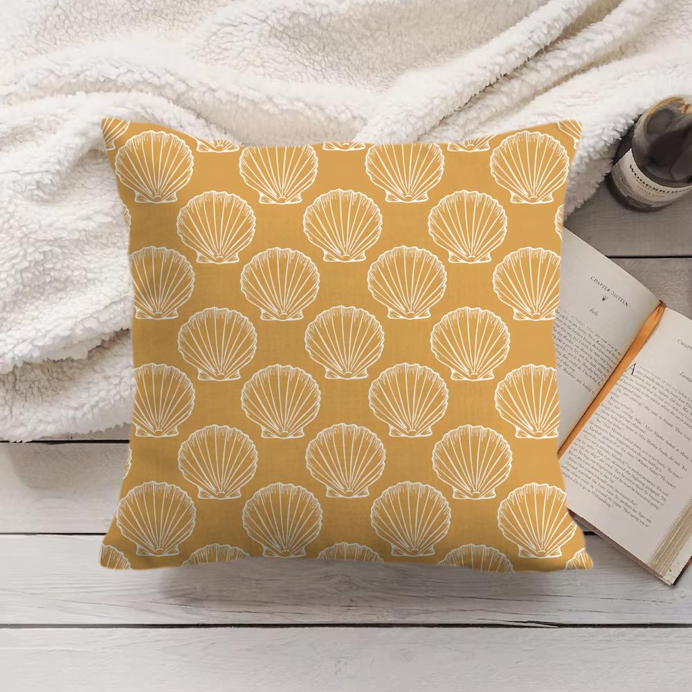 Seashell pattern Cushion Cover Soft Short Plush Pillow Cover Smooth Cozy Texture Aesthetic Cushion Case Home Decor