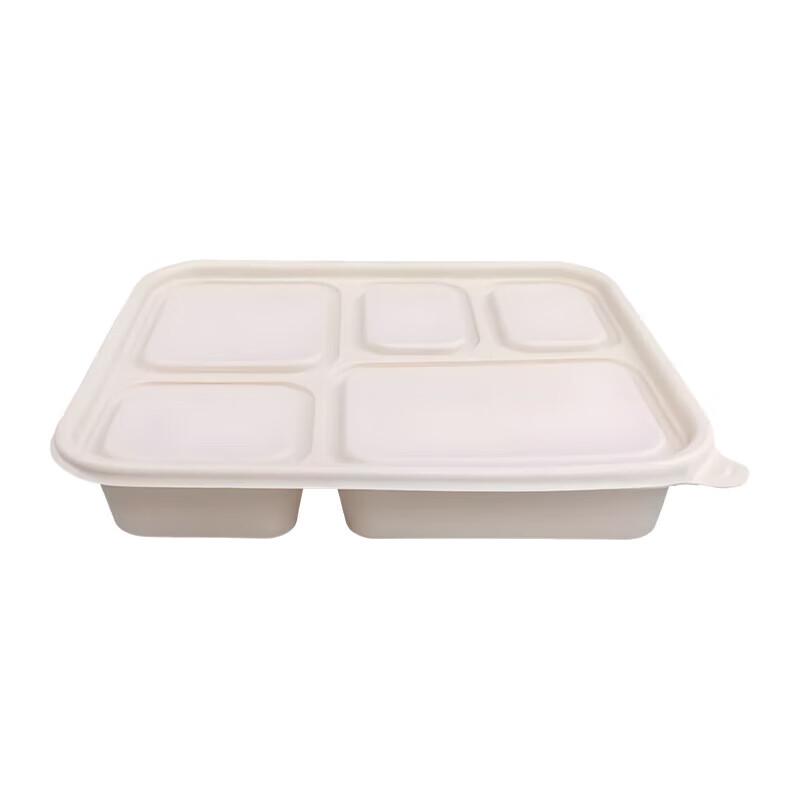Disposable Corn Starch 5-Compartment Meal Prep Containers