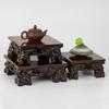 Rectangular Flower Potted Base, Solid Wood, Handcrafted Ornaments, Strange Stones, Mount Taishan Stone