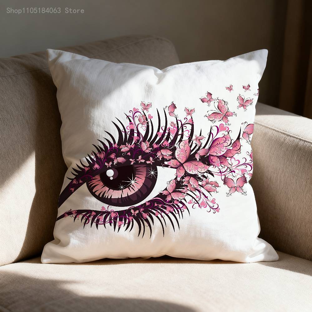 Beauty Makeup Eyelash Throw Pillow Case For 45x45cm 40x40cm 30x30cm 50x50cm 55x55cm Square Home Pillowcase Case