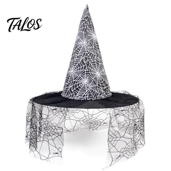 Decorative Wizard Hat Halloween Witch Hat, Adult Kids Cosplay Cone with Spider Black Web Star Decor, Gothic Party Costume Prop, Trick or Treat