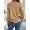 HNXC Autumn and Winter Casual Color-blocking Braided Long-sleeved Pullover Sweater for Women