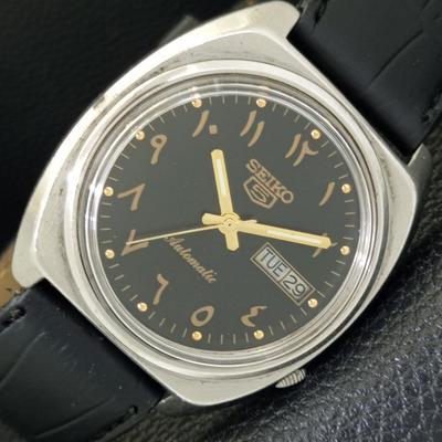 AUTOMATIC 7009A VINTAGE SEIKO 5 JAPAN MENS ARABIC BLACK DIAL WATCH A701617-5