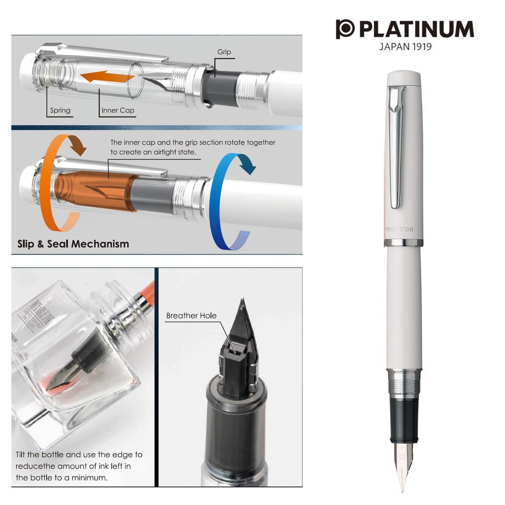 Platinum Procion #3 Porcelain White Fine Nib (PNS-5000, 3-2)
