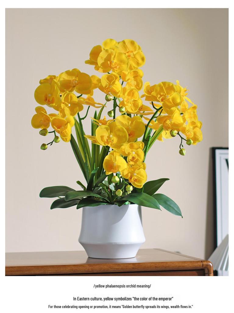 Haptik-PU Phalaenopsis Künstliches Blumengesteck für Wohnzimmer TV-Schrank Deko