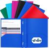 5pcs Sturdy Plastic Folders with Pockets and Prongs, 2 Pocket Folder with 3 Prongs, Fits 8.5 * 11 Letter Size Paper, for School