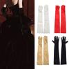 Full Finger Gloves 1 Pair Wedding Super Soft Elastic Fade-Resistant Washable Vivid Color Decorative Satin Women Elbow Length Evening Party Long