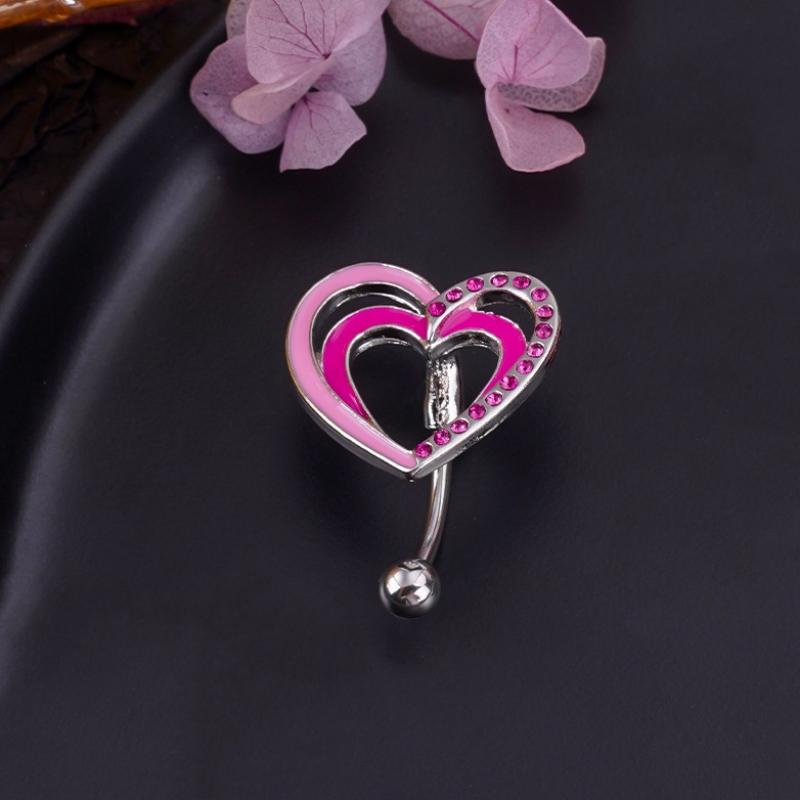 

Кольцо для пирсинга пупка Паук из нержавеющей стали с подвеской в виде сердца с цирконом для женщин, украшение для пирсинга тела