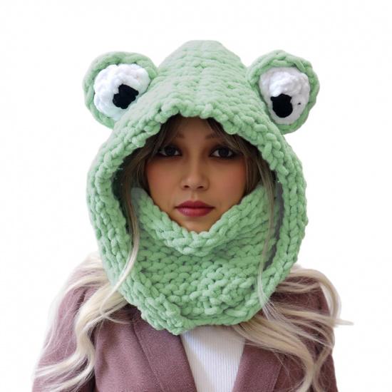 Damen Herbst- und Winter-Strickmütze mit Froschaugen, warmer Ohrenschutz, lässig und vielseitig