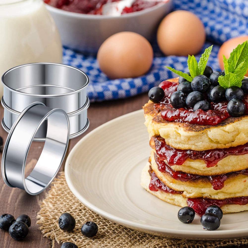 4 Inch Muffin Ring Crumpet Rings, Set of 20 Stainless Steel Muffin Rings Moulds Double Rolled Tart Rings Round Tart Ring