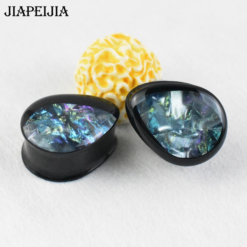 A Pair of 8-50mm Shiny Water Droplet Shaped Ear Gauges Tunnel Plugs Made of Acrylic, Body Piercing Jewelry