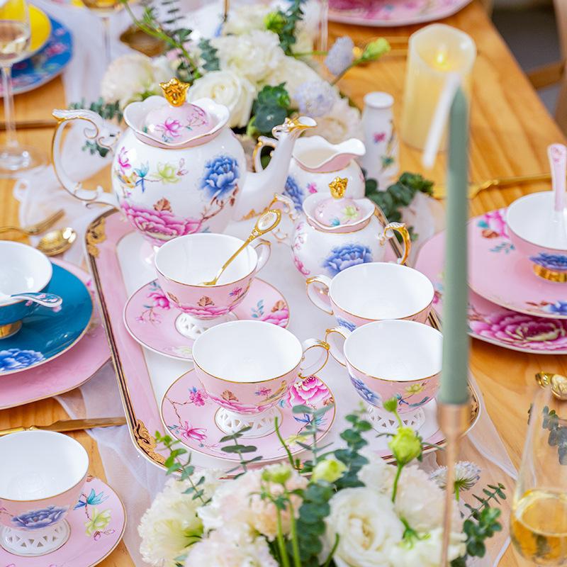 British Bone China Coffee Cup Set High Value Afternoon Tea Set Light Luxury Ceramic Household Tea Cup High-End Gift Box